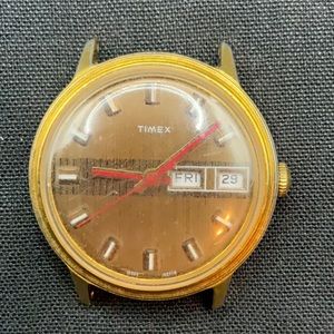 Vintage 1974 Timex Day Date Watch Ornate Dial